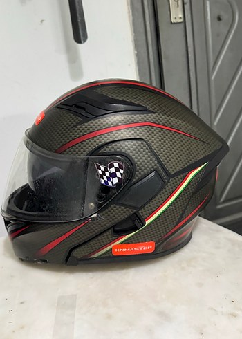 Kemerli Gri Baskılı Motosiklet Kaskı m beden - Görsel 6