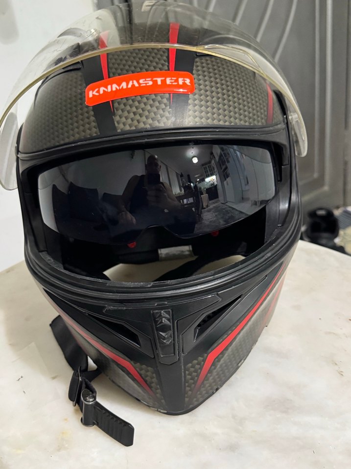 Kemerli Gri Baskılı Motosiklet Kaskı m beden - Görsel 3