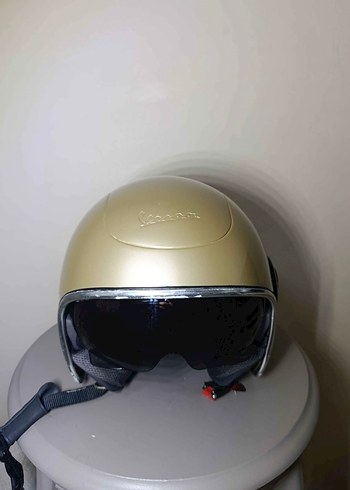 vespa Bej Retro Seramik Motosiklet Kaskı - Görsel 2