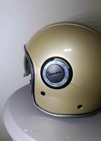 vespa Bej Retro Seramik Motosiklet Kaskı - Görsel 4