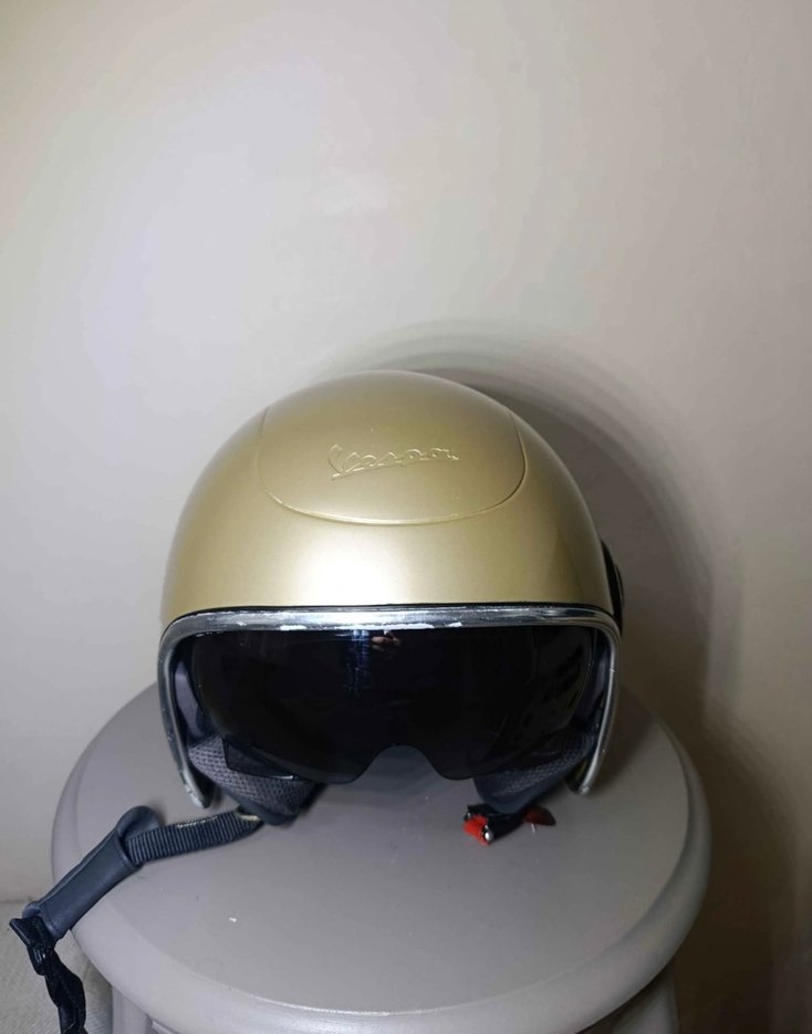 vespa Bej Retro Seramik Motosiklet Kaskı - Görsel 2