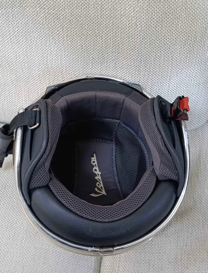 vespa Bej Retro Seramik Motosiklet Kaskı - Görsel 3