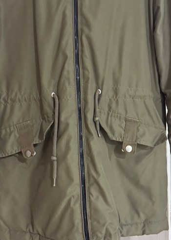 Kadın Khaki Midi Fermuarlı Ceket - Görsel 3