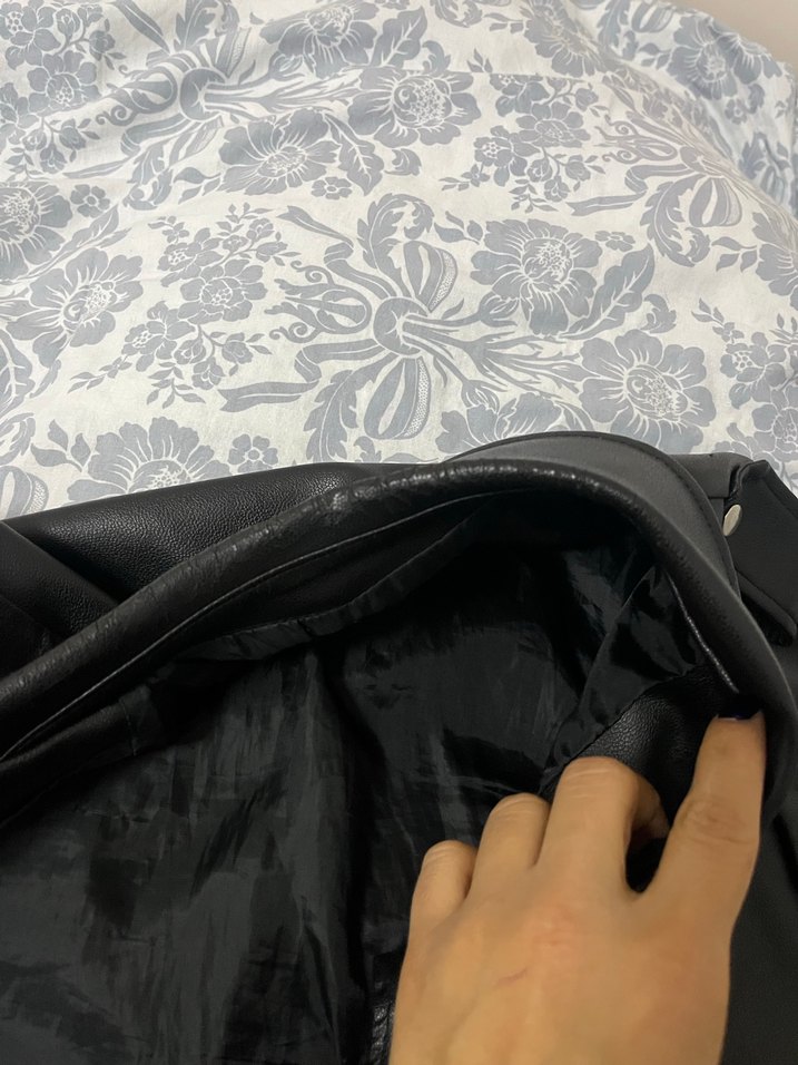 Kadın Siyah Deri Biker Ceket - Görsel 2