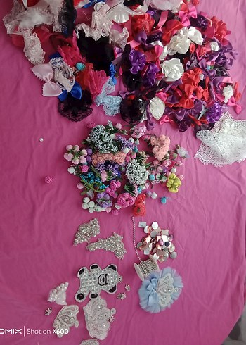 Renkli Çiçek Desenli Pembe Kurdeleli Saç Aksesuarları - Görsel 4