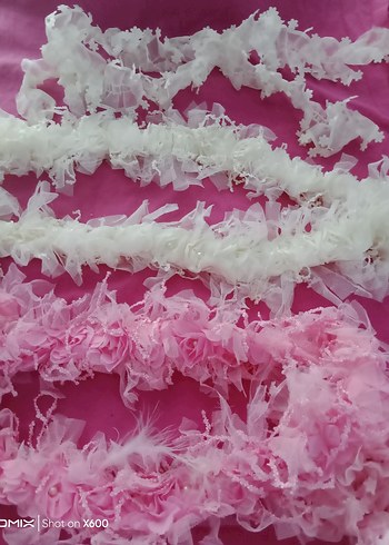 taşlı güpür dantel pembe ve beyaz - Görsel 2