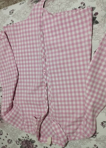 Kız Çocuk Pembe Uzun Kollu Pamuklu Gömlek - Görsel 7