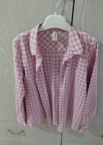 Kız Çocuk Pembe Uzun Kollu Pamuklu Gömlek - Görsel 3