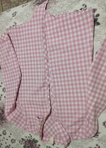 Kız Çocuk Pembe Uzun Kollu Pamuklu Gömlek - Görsel 5