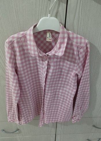 Kız Çocuk Pembe Uzun Kollu Pamuklu Gömlek - Görsel 2