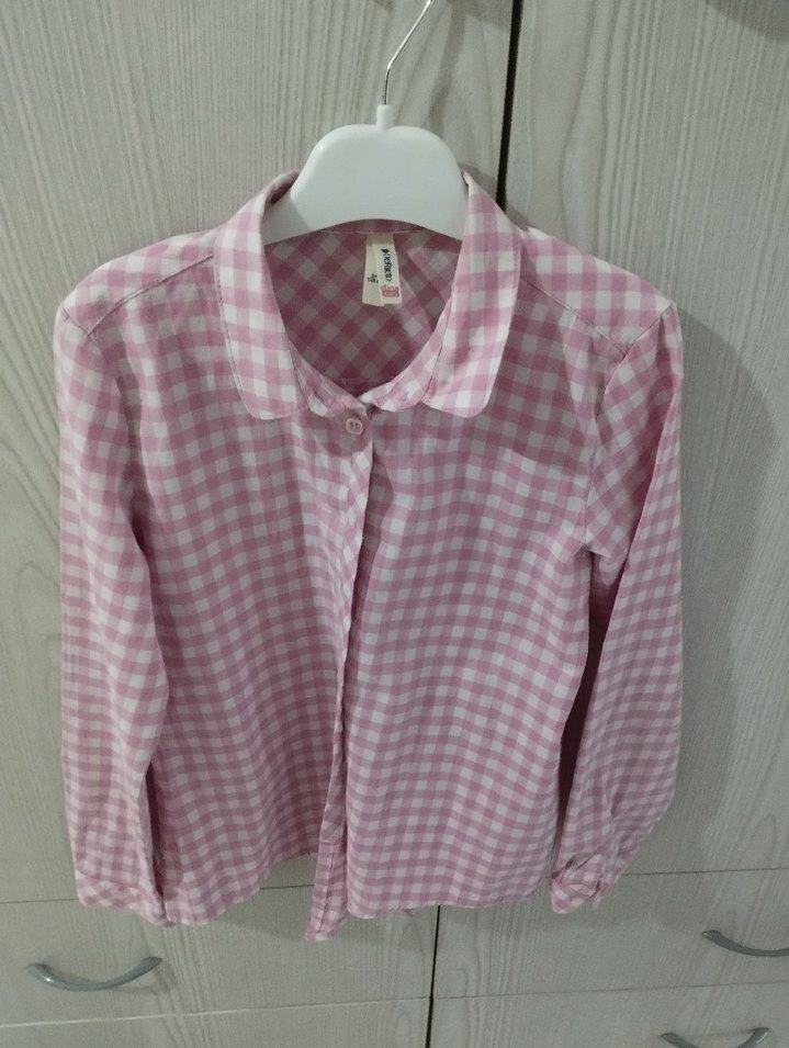 Kız Çocuk Pembe Uzun Kollu Pamuklu Gömlek - Görsel 2