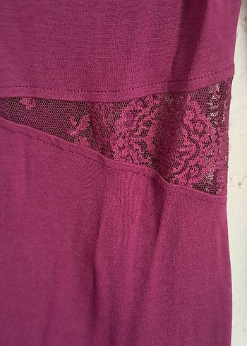 fusya dantel detaylı elbise - Görsel 2