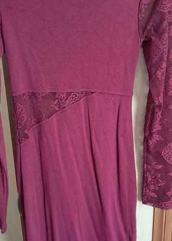 fusya dantel detaylı elbise - Görsel 4