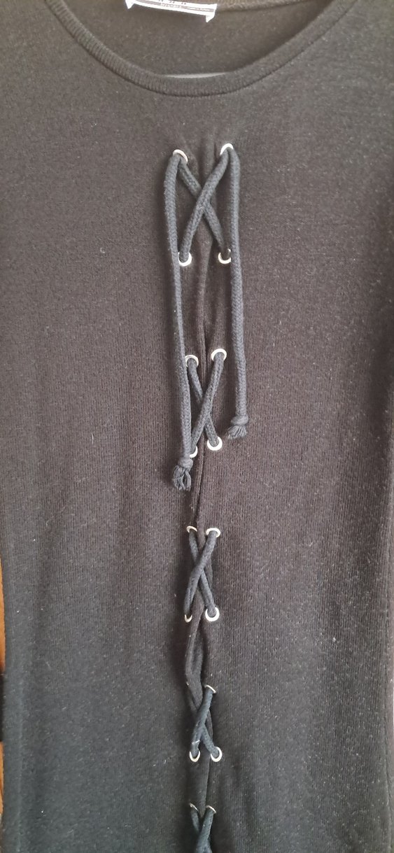 Siyah Düğmeli Uzun Kadın Triko Elbise - Görsel 2