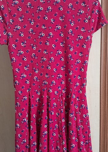 fusya çiçek desen elbise - Görsel 3