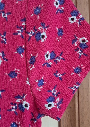 fusya çiçek desen elbise - Görsel 4