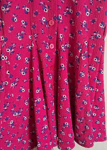 fusya çiçek desen elbise - Görsel 5