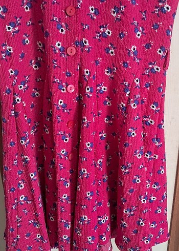 fusya çiçek desen elbise - Görsel 6