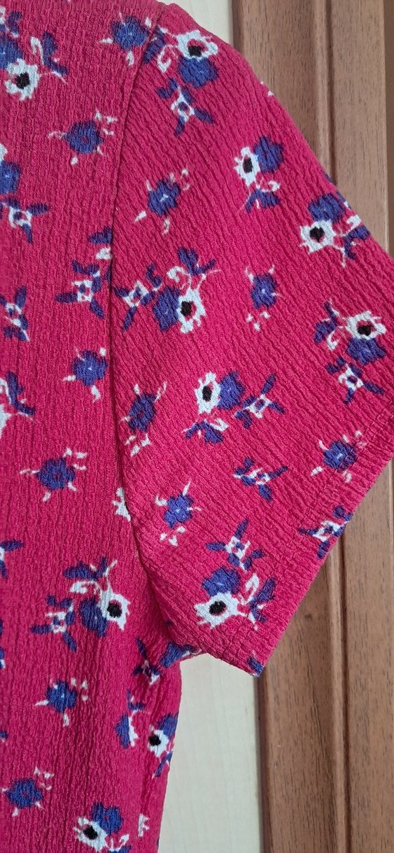 fusya çiçek desen elbise - Görsel 4