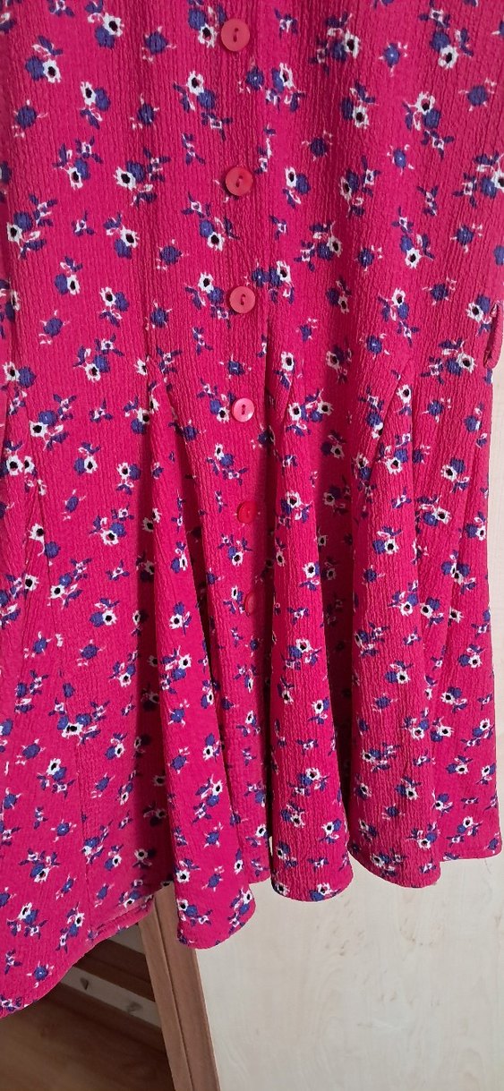 fusya çiçek desen elbise - Görsel 5