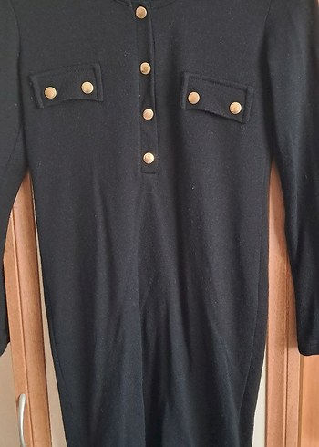 Siyah Uzun Kollu Dar Kesim Uzun Elbise - Görsel 3