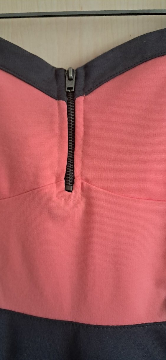 Pembe Siyah Straplez Midi Elbise - Görsel 2