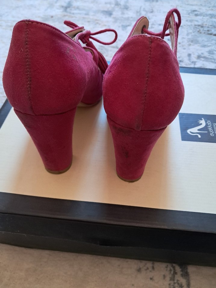 Bordo Süet Stiletto Topuklu Kadın Ayakkabı - Görsel 4