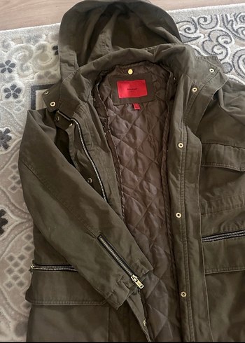 Kadın Kahverengi Kamuflajlı Midi Ceket - Görsel 4