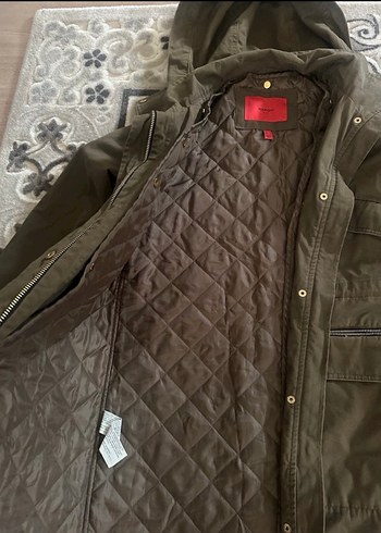 Kadın Kahverengi Kamuflajlı Midi Ceket - Görsel 3