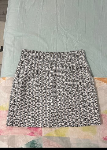 Pilili Bohem Gri Desenli Mini Etek