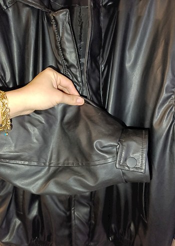 oversize deri bomber mont - Görsel 3