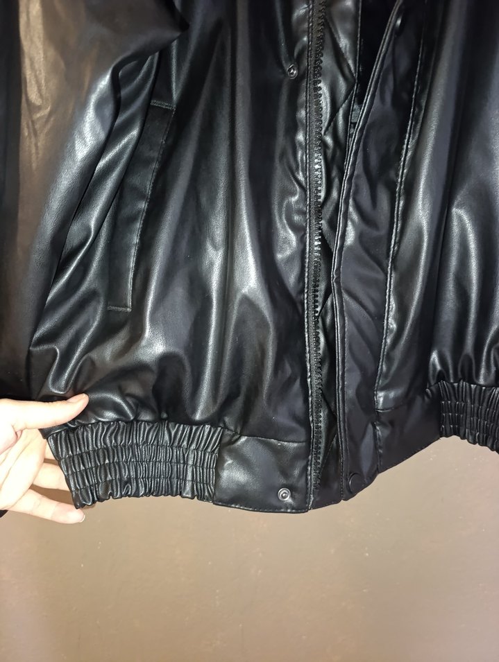 oversize deri bomber mont - Görsel 4