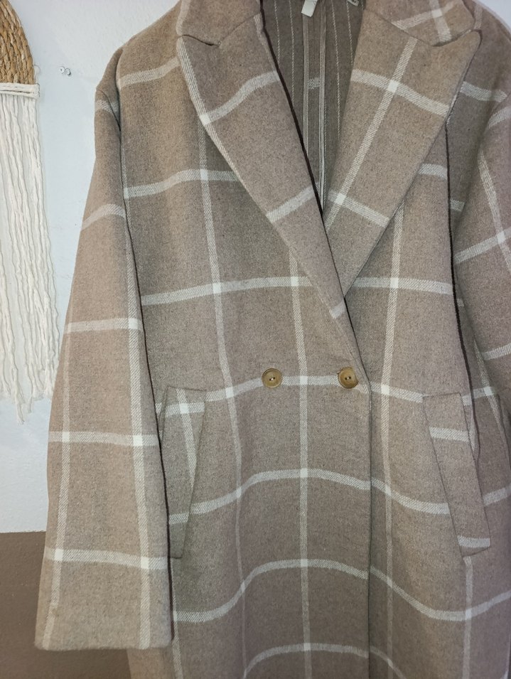 Koton oversize Ekose Desenli Kadın kaban - Görsel 3