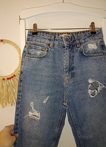 34 Beden Pull& bear yüksek bel kot pantolon 