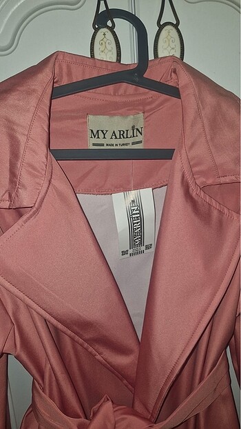 Diğer Astarlı pembe trençkot