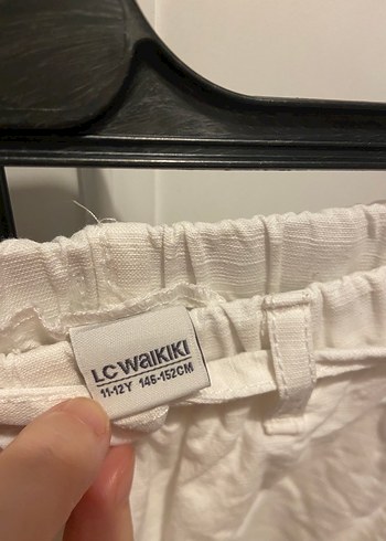 Beyaz Keten Salaş Kız çocuk Pantolon - Görsel 3