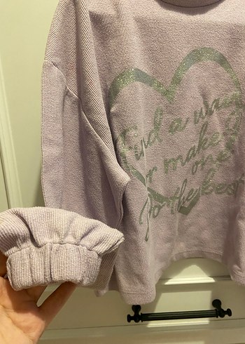 Mor Uzun Kollu Kız çocuk Sweatshirt - Görsel 3