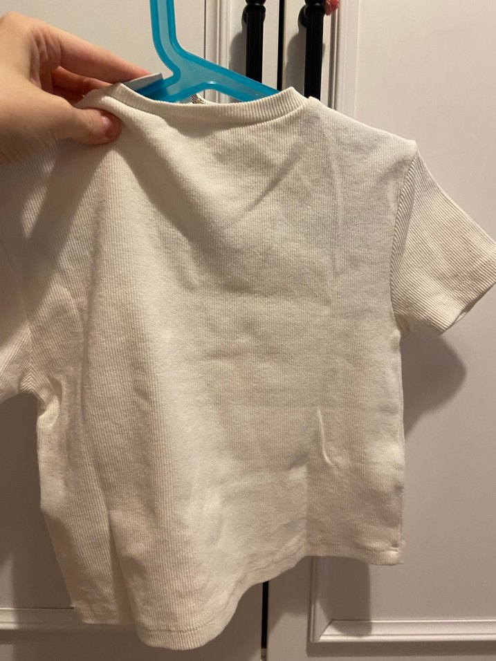 Kız Çocuk Beyaz Baskılı Kısa Kollu Tişört - Görsel 3