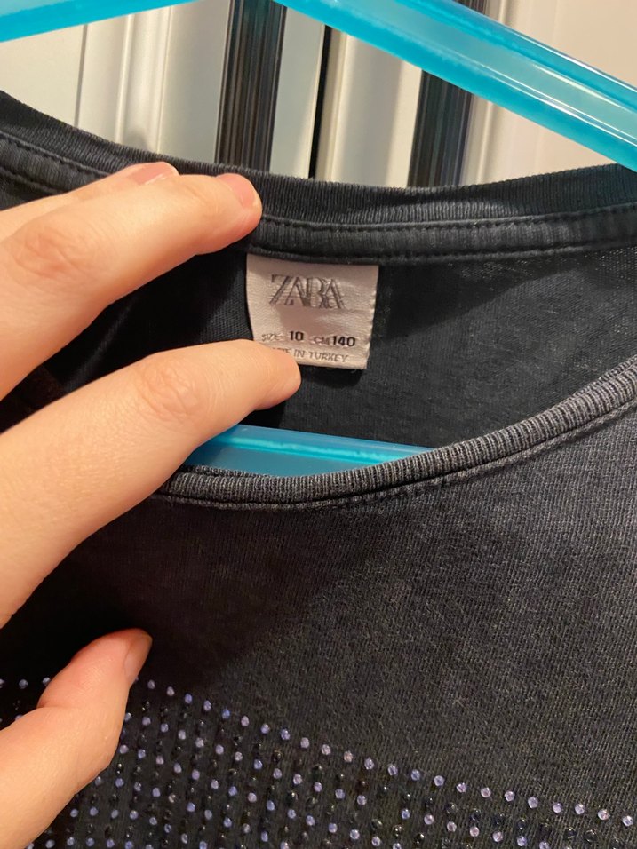 Siyah Baskılı Kısa Kollu Kız çocuk Tişört - Görsel 4