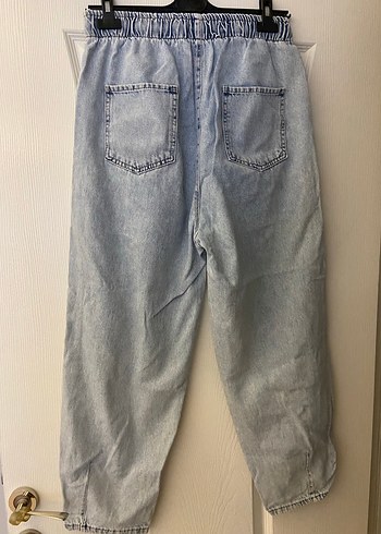 Aybikestil slouchy hean Kadın Gri Mavi Bol Kesim Kot Pantolon - Görsel 4