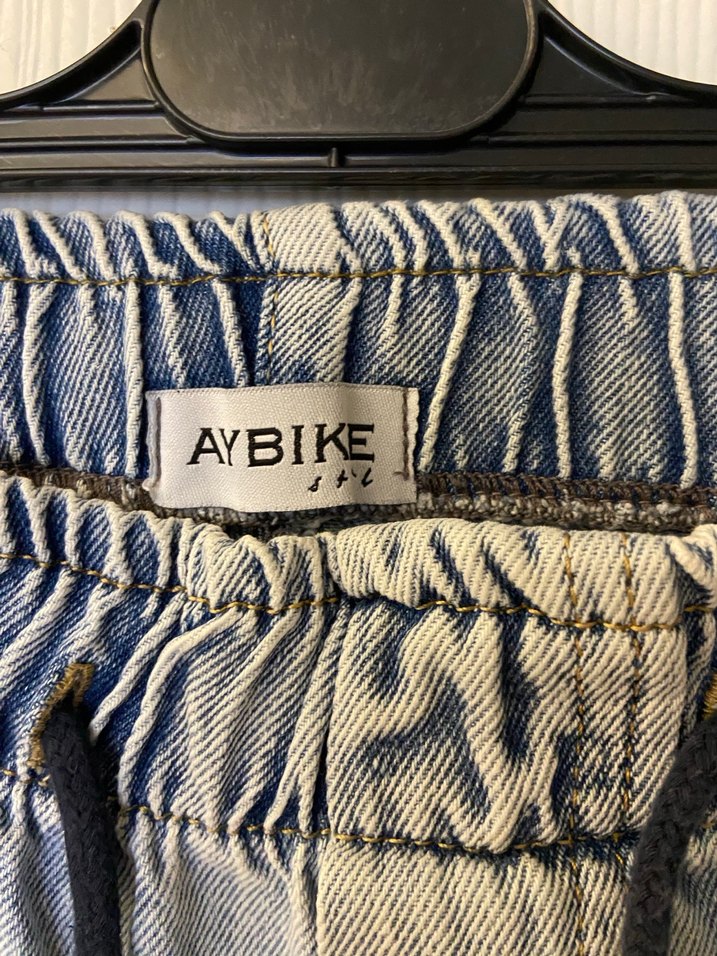 Aybikestil slouchy hean Kadın Gri Mavi Bol Kesim Kot Pantolon - Görsel 3
