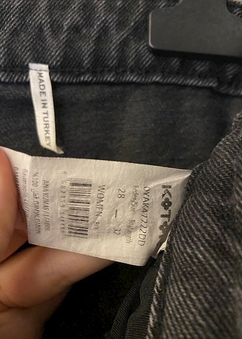 Koton Gri Bol Kesim Kemerli Kadın Kot Pantolon - Görsel 3