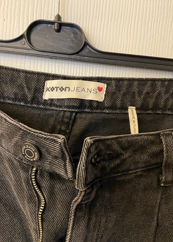 Koton Gri Bol Kesim Kemerli Kadın Kot Pantolon - Görsel 2