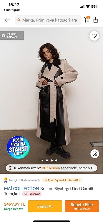 Mai Collection Deri Trençkot