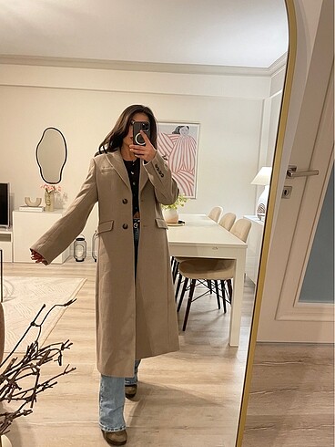 32 Beden ten rengi Renk H&M Yün Karışımlı Kaban