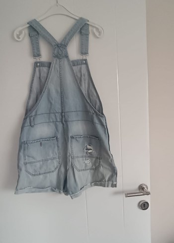 Kızlar için Mavi Denim Askılı Bol Kesim Tulum - Görsel 4