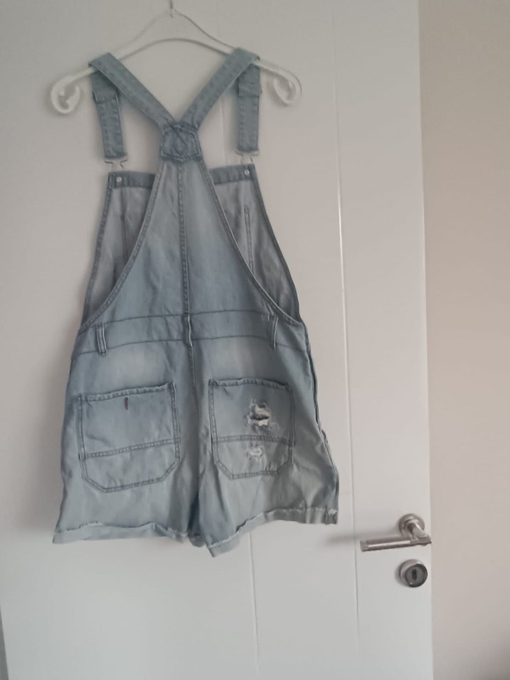 Kızlar için Mavi Denim Askılı Bol Kesim Tulum - Görsel 4