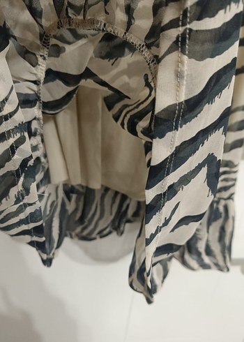 Zebra Desenli Uzun Kollu Mini Elbise - Görsel 5