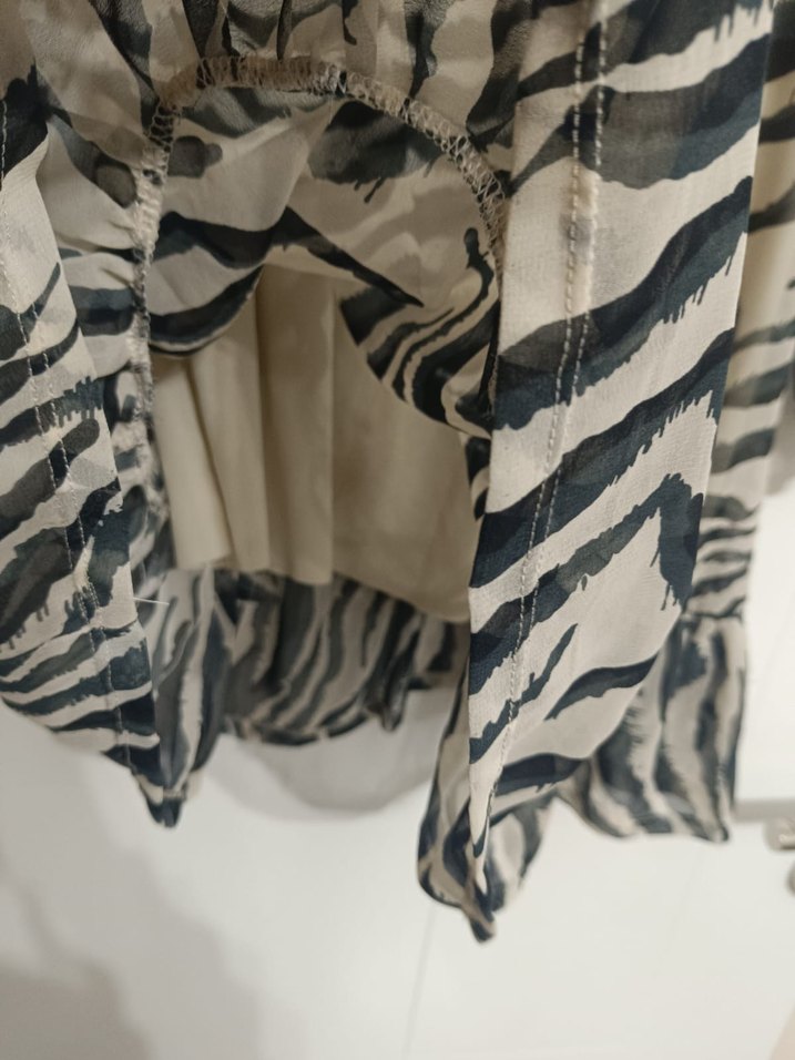 Zebra Desenli Uzun Kollu Mini Elbise - Görsel 5