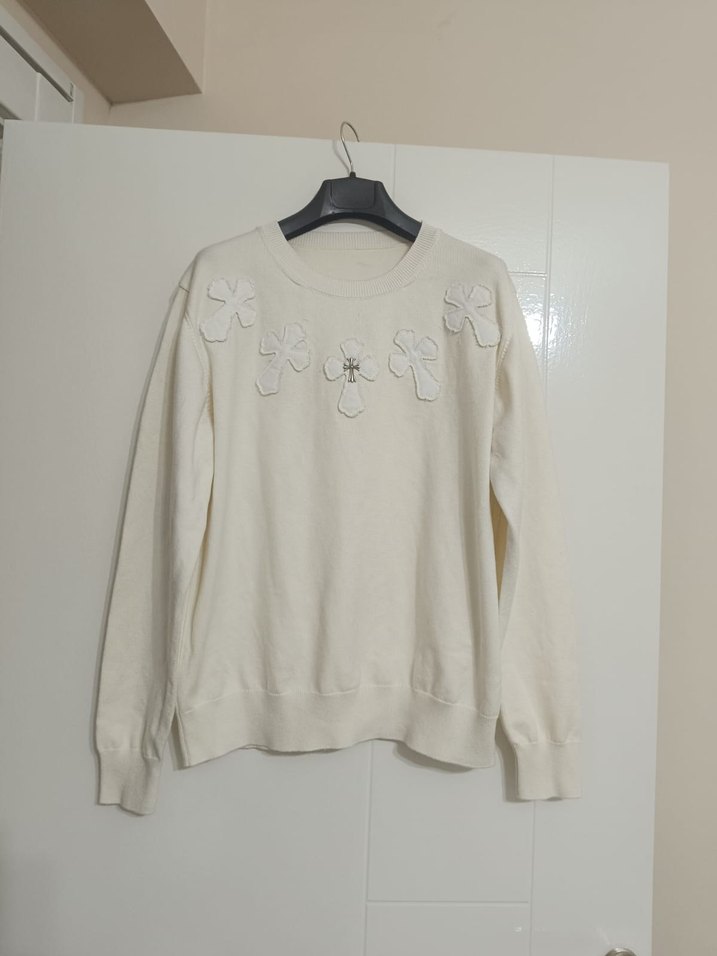 Nakışlı Beyaz Kadın Triko Kazak - Görsel 2